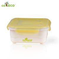 可爱客 COECO洛克 玉米材质 800ml保鲜盒 密封盒 粉黄色