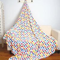 绎生活 法兰绒毛毯子 150*200CM 彩色锯齿 彩色三角 1.5*2.0m