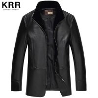 KRR DZ001海宁真皮皮衣中长款风衣 黑色 XL