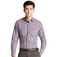 DMENC011S红豆男装 休闲修身保暖格子长袖衬衫 R4红格 175/92A