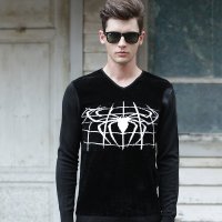皇英格加厚男针织衫V领WG001黑白 黑白 XL