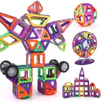 勾勾手 儿童玩具磁力片积木 百变提拉磁性积木磁铁拼装建构片1-3岁早教带磁性益智玩具302件套装(8个车轮+摩天轮）