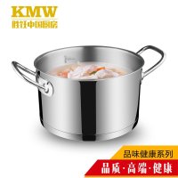 KMW捍卫者304不锈钢加厚复底玻璃盖汤锅24cm电磁煤气通用