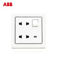 ABB 开关插座 德宁一开四孔 带开关带灯四孔插座AN234
