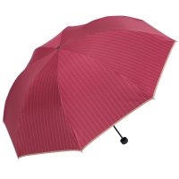 天堂伞 33330E色织双细条涂黑胶三折商务太阳伞晴雨伞 酱红