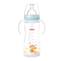 乐儿宝（bobo）婴幼儿PP宽口径奶瓶330毫升（蓝色）12月以上