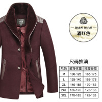 司奇隆羊毛呢大衣中年爸爸装加绒加厚可拆卸大毛领毛呢外套男大衣 175/L 1805黑色【长款加绒】