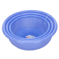 JEKO&JEKO 大号圆形厨房塑料沥水果蔬篮淘菜洗菜收纳篮沥水筐三件套 SWP-8651 颜色随机