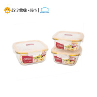 乐扣乐扣(lock&lock微波炉饭盒 玻璃套装保鲜盒 饭盒 套装三件套500ml*2+740ml LLG225S002 三件套