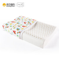 湾月(LUNEBAY)枕芯 全棉儿童乳胶卡通护颈枕头 泰国天然乳胶枕 学生青少年幼儿园2-16岁宝宝小孩高低枕夏季透气 儿童曲线护颈枕 大童50*30*7/9cm