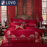 LOVO家纺床上用品 床品套件大提花婚庆六件套 幸福相守 1.8m床