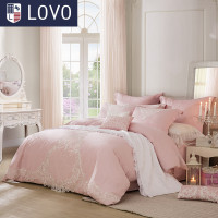 LOVO 罗莱生活出品 提花四件套床品套件床上用品床单被套 花香爱恋 1.8m床