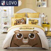 LOVO 罗莱生活出品 纯棉四件套全棉床品套件床上用品床单被套 巧克力熊 1.2m床