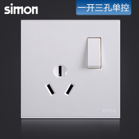西蒙(simon)86型浴霸16A一开单控空调电源家用墙壁带开关三孔插座E6面板721682 E6系列白色 一开三孔插座（16A））