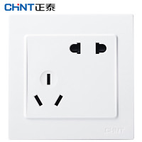 正泰CHNT插座面板斜五孔墙壁电源插正泰CHNT插座面板五孔墙壁电源插座10A香槟金86型7L系列NEW7-L11102 雅白 错位五孔
