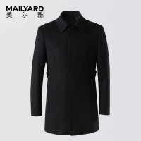 美尔雅(MAILYARD)男装短套 羊毛商务休闲男士毛呢大衣男式外套 093 56码 黑色