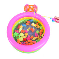 乐缔儿童钓鱼玩具戏水磁性钓鱼池套装小孩宝宝益智玩具50件套圆形鱼池套装