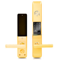 西默(XiMO)指纹锁滑盖L3（金色）智能门锁指纹密码锁家用 电子密码锁左右开app开门ios;Android适配