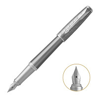 派克PARKER 钢笔 都市简影白夹墨水笔 学生商务办公文具用品 可吸墨可替换墨囊0.5mm金属不锈钢F笔尖 都市简影白夹墨水笔