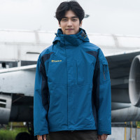 探路者TOREAD户外男款三合一冲锋衣外套TAWE91201 蔚蓝 3XL