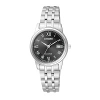 西铁城(CITIZEN)手表 光动能时尚潮流黑盘不锈钢表带女士腕表 EW2310-59E