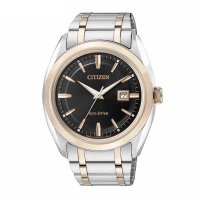 西铁城(CITIZEN)手表 光动能商务休闲不锈钢情侣表男表 AW1114-51E