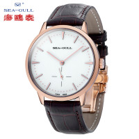 海鸥(SeaGull)手表 商务休闲系列玫瑰金纤薄设计手上链机械男表519.320 有秒针十字刻度棕带 519.320