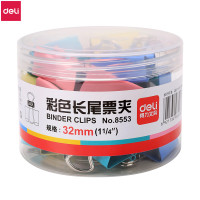 【精选】得力(deli) 24只32mm彩色长尾票夹 金属票据夹燕尾夹铁夹子 中号 8553