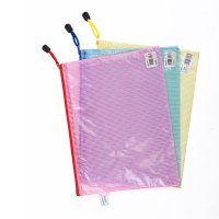 三木(SUNWOOD)文件袋 PVC网格拉链袋系列 文件袋资料袋防水混色多规格可选 10个装C4526/225*295mm