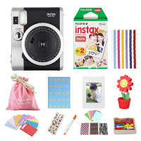 富士（FUJIFILM）INSTAX 一次成像 立拍立得 mini90黑色 套餐二（含20张相纸）