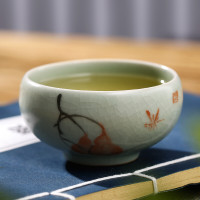常生源 汝窑茶杯手绘开片原矿送礼功夫茶具单杯精致礼盒 臻致主人杯