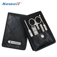 韩国（kowell）进口指甲刀套装多功能不锈钢指甲剪家用修甲美甲修脚刀套装黑色