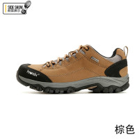 高步Hiwalk户外防撞头层牛皮登山鞋男女防滑耐磨透气低帮徒步旅行鞋 38码 棕色