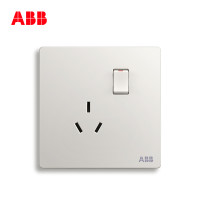 ABB开关插座 轩致无框 雅典白色 一位一开10A三孔带开关插座AF223 雅白色 三孔带开关