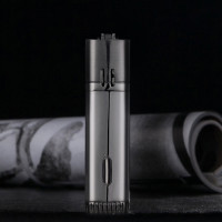 jobon中邦充气打火机防风创意蓝焰直冲砂轮打火机双火点雪茄火机 黑色