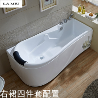亚克力浴缸五件套一体独立式恒温冲浪按摩家用普通浴缸浴盆浴池 右裙四件套 ≈1.6M
