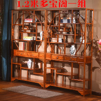 鑫金虎 办公家具全实木博古架中式仿古家具古典榆木多宝阁古董架陈列柜置物架 1米单个（颜色备注）