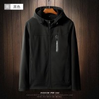 木林森[MULINSEN]户外情侣软壳冲锋衣男迷彩纯色秋冬外套加绒加厚保暖透气登山服女LBL1781 男黑色 5XL