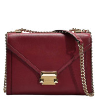 [直营]迈克·科尔斯(MICHAEL KORS) MK牛皮搭扣女包单肩包手提包斜挎包软 魔力红配牛血红边Maroon/oxbld