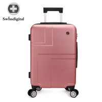 swissdigital逹沃斯盾万向轮拉杆箱 PC+ABS旅行箱20寸登机箱 时尚24寸26寸男女万向轮拉杆箱 玫瑰金 20寸