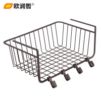 欧润哲 橱柜下挂篮 日式扁铁连钩款 厨房碗碟调味料置物架收纳层架 棕色
