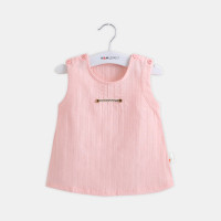 卡比一木KBMLOVELY3-12月女宝裙子纯棉公主裙婴童裙子背心裙73cm80cm90cm提花女孩宽肩裙KM1607 粉色 90cm