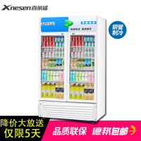Xnesen喜莱盛680L商用展示柜全铜制冷饮料柜冰柜陈列柜商用冰箱双门展示柜饮料展示柜啤酒冰箱冷饮柜直冷蓝白色
