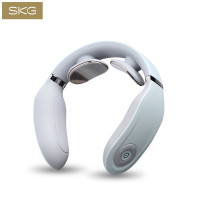 SKG4335颈椎按摩器颈部按摩仪语音提示热敷护颈仪便携脖子牵引器无线低频脉冲(月白)