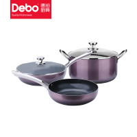 德铂（Debo）厨具埃尔DEP-592炒锅煎锅汤锅厨具套装 紫色