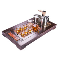 金杞（JINQI） 整套茶具全自动上水电热水壶耐热消毒烧水煮茶自动续水红铜刺猬紫檀茶盘202B款套装