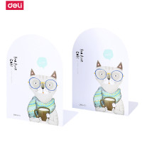 得力(deli)9267书立架学生用图书挡板金属阅读书立办公室桌面桌上书架简易简约创意卡通铁书立炫彩书架 绿色 1对