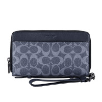 COACH 蔻驰 奢侈品 欧美时尚商务男士手拿包藏青LOGO款PVC大号手包钱包 藏青色