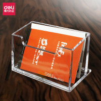 得力（deli） 名片座 透明塑料名片盒 桌面名片盒座 水晶名片盒 7623 名片盒 1个装