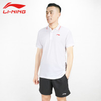 李宁LI-NING短袖T恤情侣款夏季休闲舒适POLO衫 标准白 L